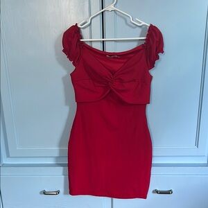 Red Off-the-Shoulder Bodycon Mini Dress